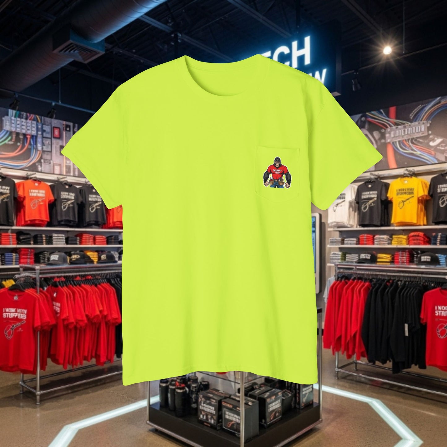 "I Work With Strippers" | Logo Pocket Tee | Back Design 4 | Snips and Fiber Strippers